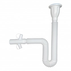 Plastik Lavabo Sifonu Çift Makine Çıkışlı