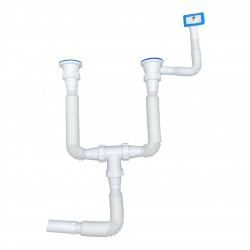 Lüks Rekorlu Lavabo Sifonu Çift Gözlü Taşmalıklı & Damlalıklı